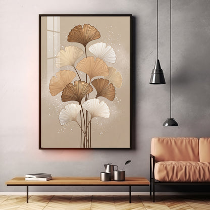 Ginkgo Biloba Line Art Premium Acrylic Vertical Wall Art