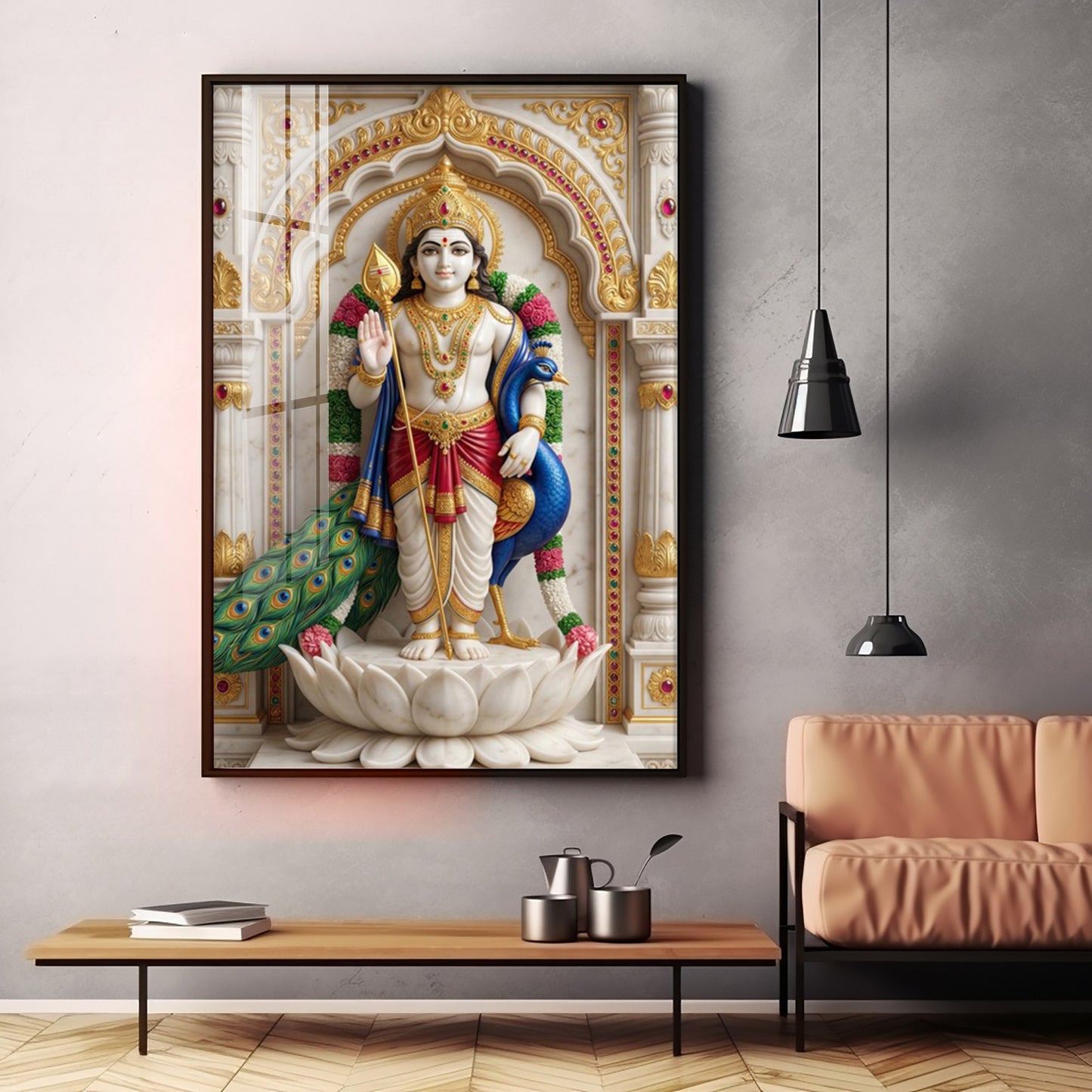 Lord Muruga Ji Premium Acrylic Vertical Wall Art