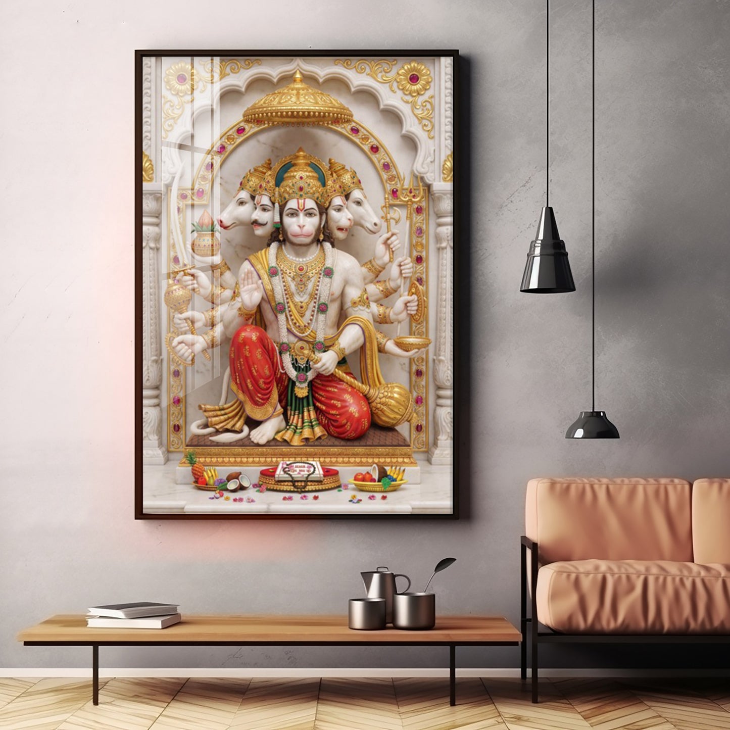 Peaceful Presence Of Hanuman Ji Premium Acrylic Vertical Wall Art