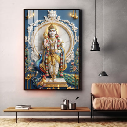 Hindu Deity Murugan Premium Acrylic Vertical Wall Art
