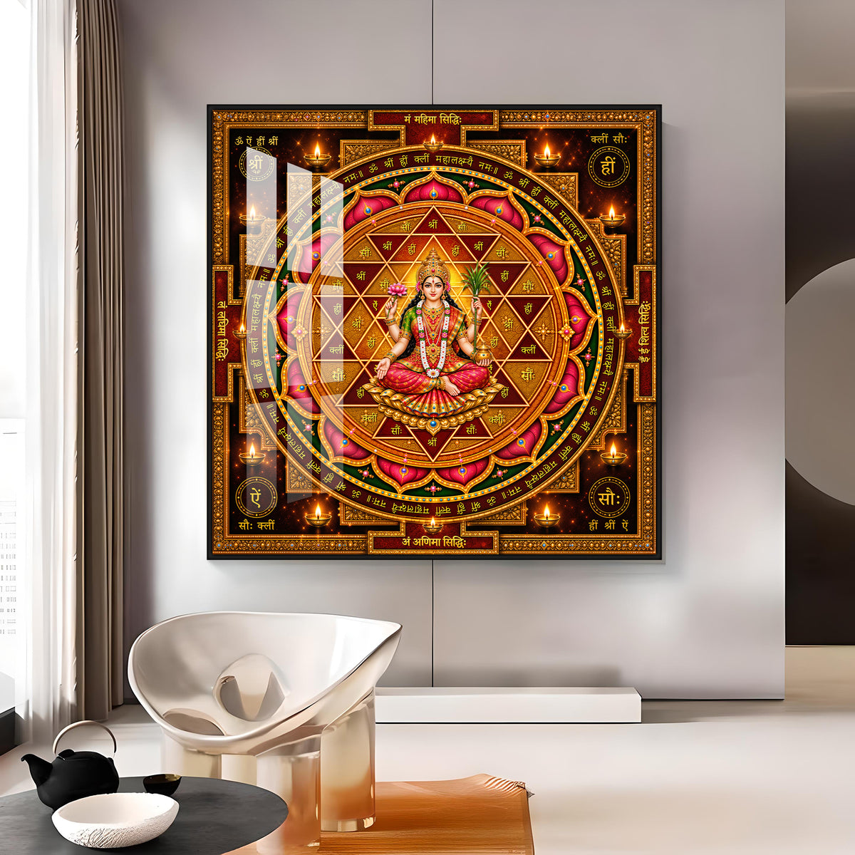 Shri Lalita Tripura Sundari Yantra Premium Acrylic Square Wall Art
