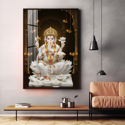 Divine Serenity Of Ganesh Ji Premium Acrylic Vertical Wall Art