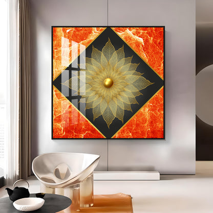 Gold Petal Flower Premium Acrylic Square Wall Art