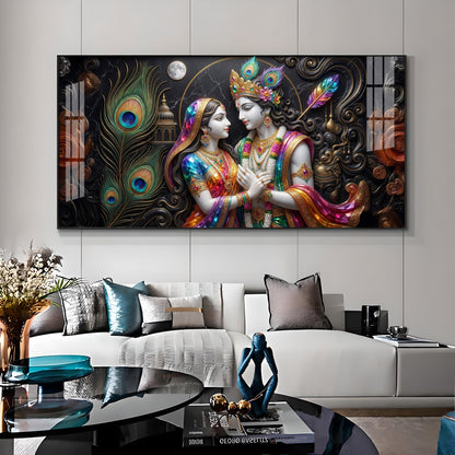 Blissful Radha Krishna Premium Acrylic Horizontal Wall Art