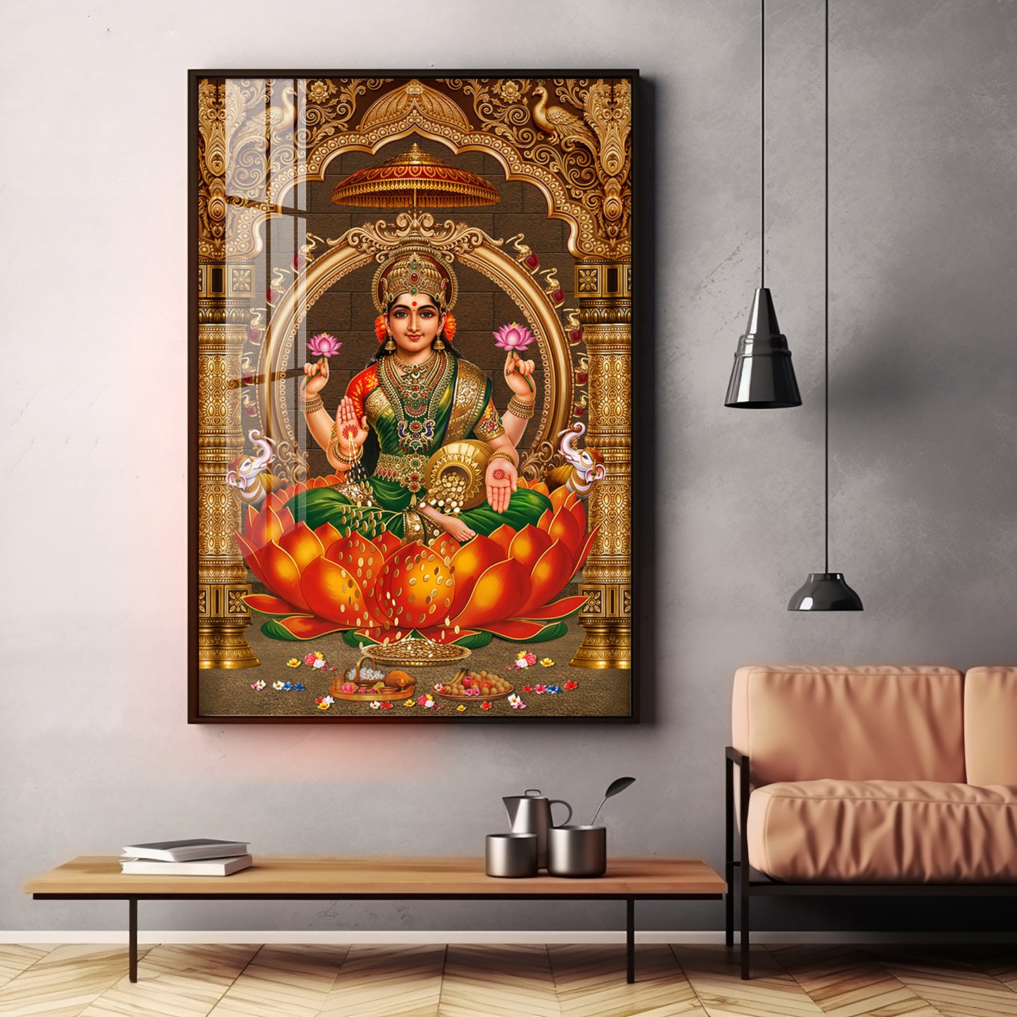 Goddess Lakshmi Premium Acrylic Vertical Wall Art
