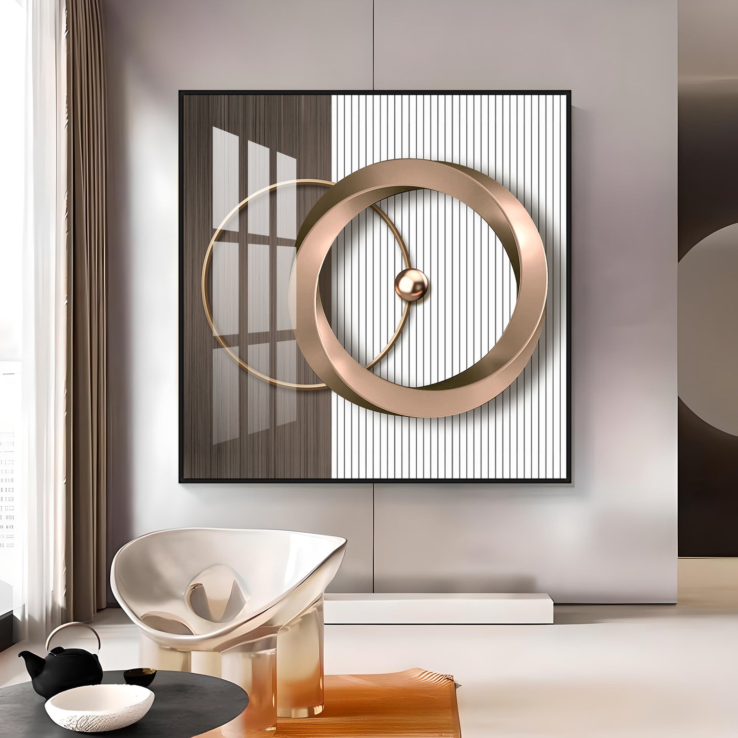 Modern Gold Geometric Premium Acrylic Square Wall Art