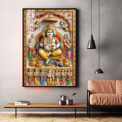 Lord Dhanpati Premium Acrylic Vertical Wall Art