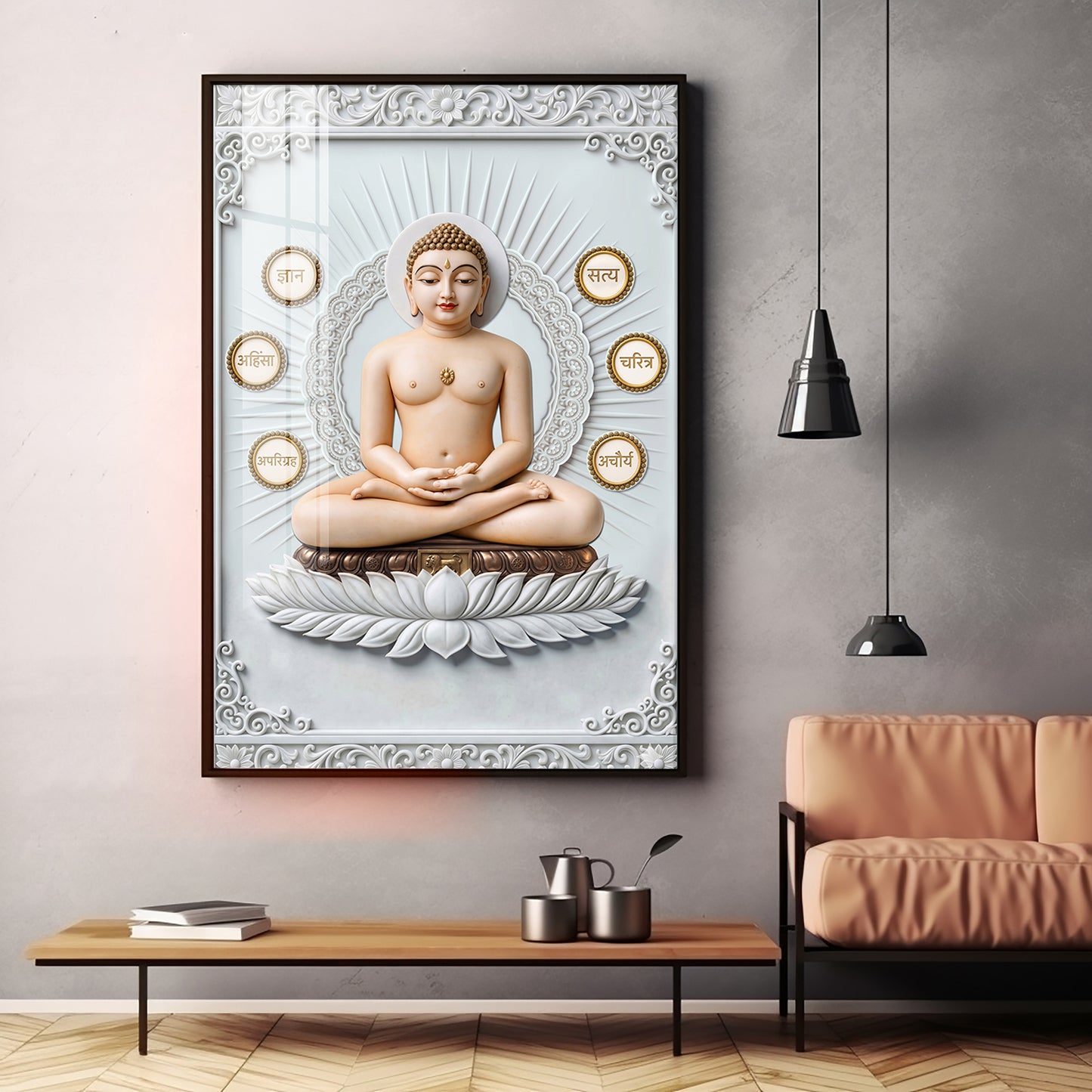 God Mahavir Jain Premium Acrylic Vertical Wall Art