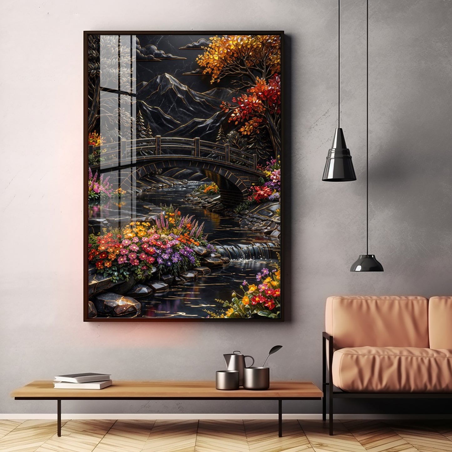 Tranquil Garden Premium Acrylic Vertical Wall Art
