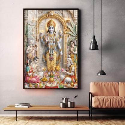 Lord Satyanarayana Premium Acrylic Vertical Wall Art