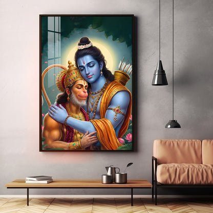 Lord Rama And Hanuman Brotherhood Premium Acrylic Wall Art