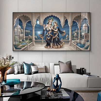Devotional Lord Radha Krishna Premium Acrylic Horizontal Wall Art