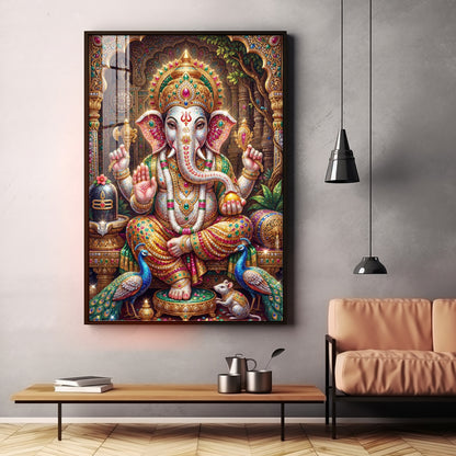 Hindu God Ganpati Ji Premium Acrylic Vertical Wall Art