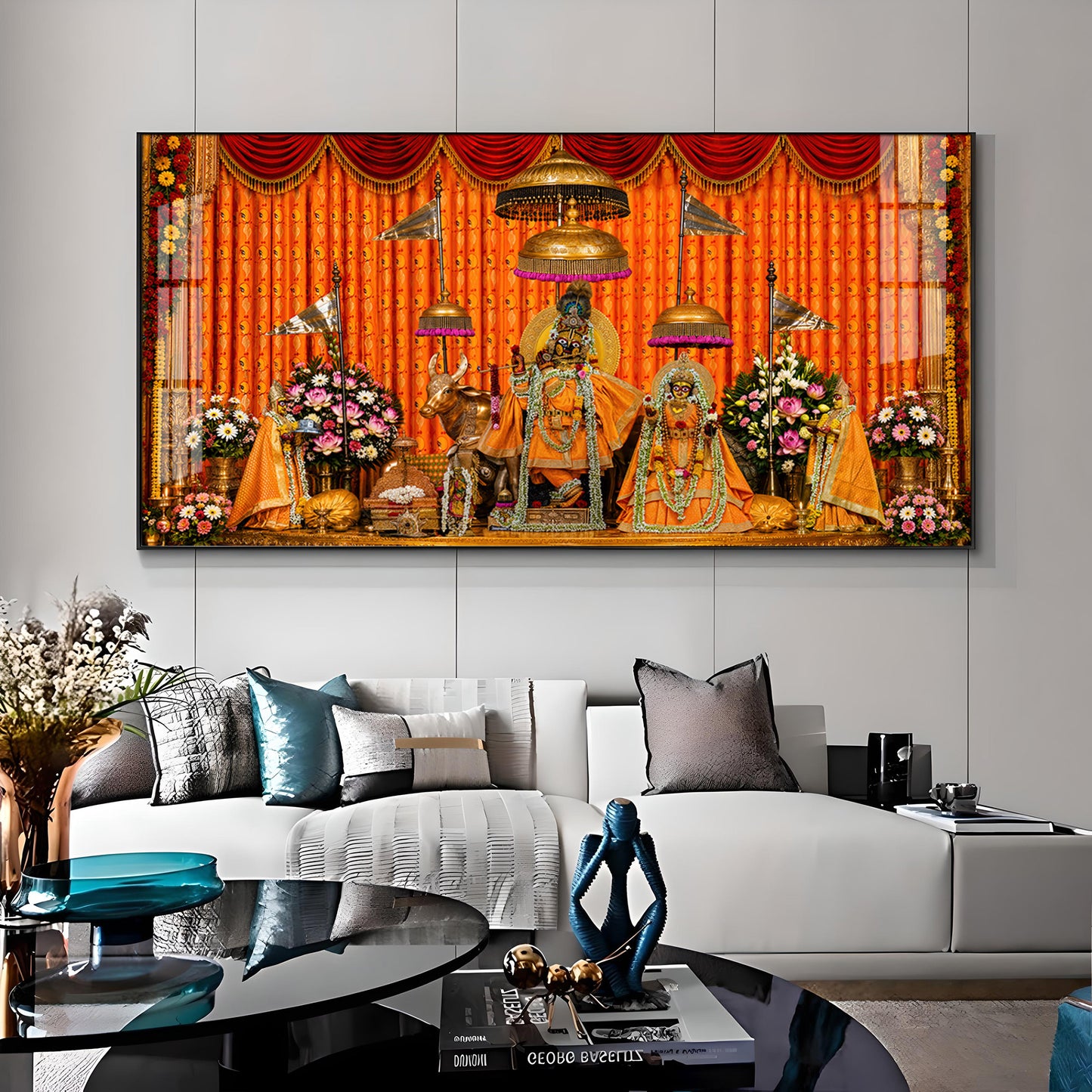 Lord Govind Dev Ji & Radha Rani Premium Acrylic Horizontal Wall Art