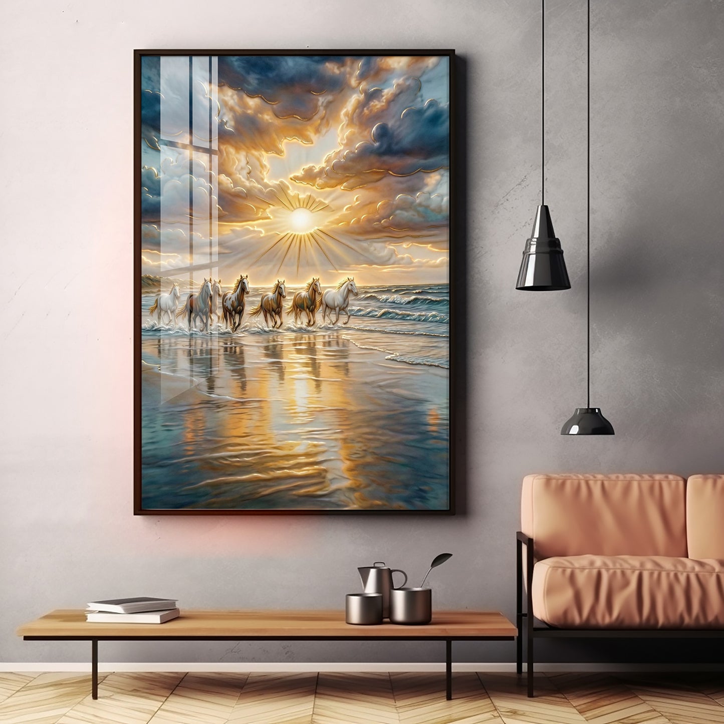 Vastu Inspired Running Horse Wall Art Premium Acrylic Vertical Wall Art