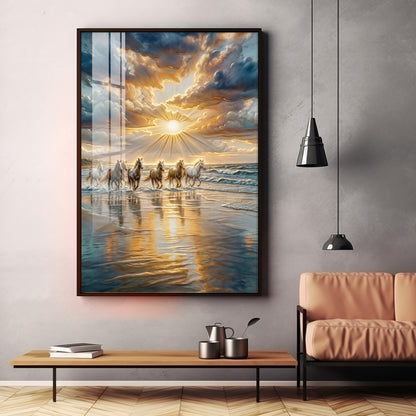 Vastu Inspired Running Horse Wall Art Premium Acrylic Vertical Wall Art