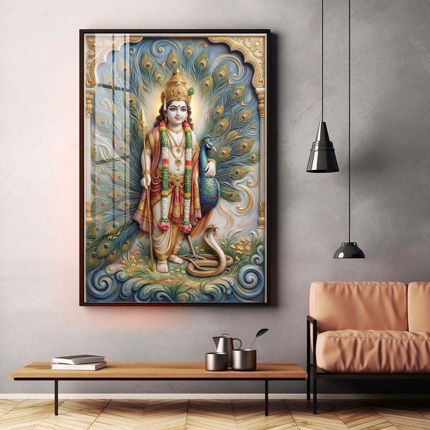 Hindu deity Lord Murugan Premium Acrylic Vertical Wall Art