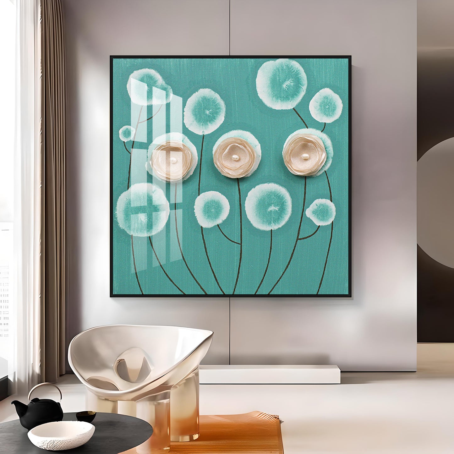 Poppy Flowers Premium Acrylic Square Wall Art