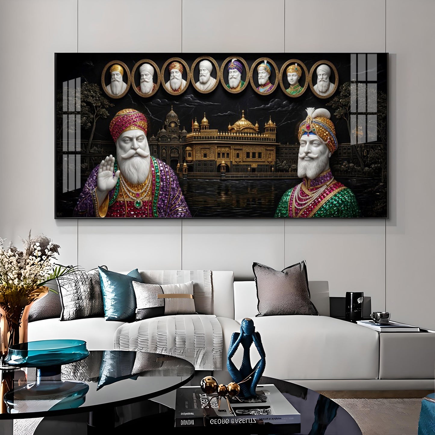 Ten Sikh Gurus & The Golden Temple Premium Acrylic Horizontal Wall Art