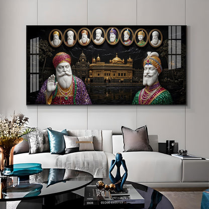 Ten Sikh Gurus & The Golden Temple Premium Acrylic Horizontal Wall Art