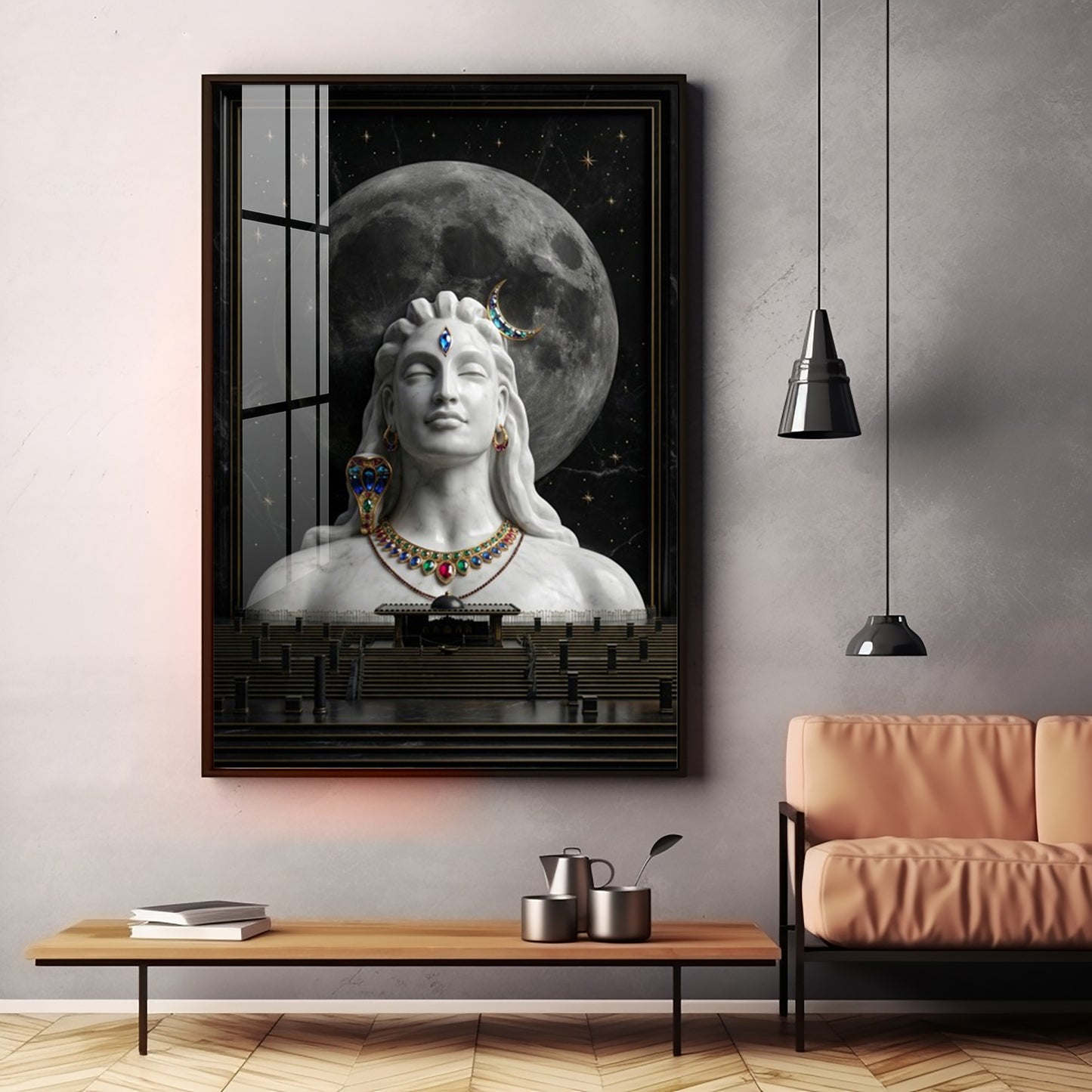 Hindu God Mahadev Premium Acrylic Vertical Wall Art