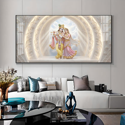 Serene White Radha Krishna Premium Acrylic Horizontal Wall Art