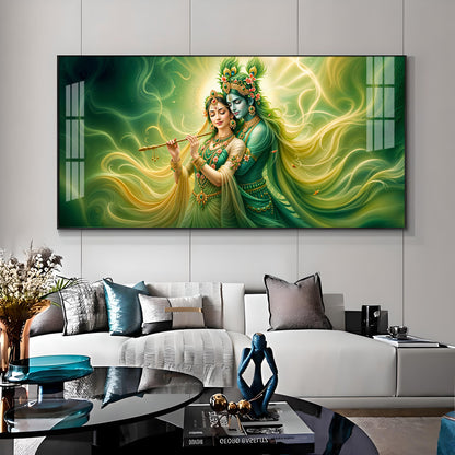 Krishna Radha Divine Connection Premium Acrylic Horizontal Wall Art
