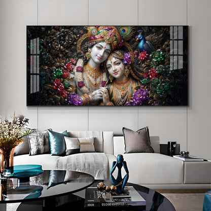 Beautiful Radha Krishna Love Premium Acrylic Horizontal Wall Art