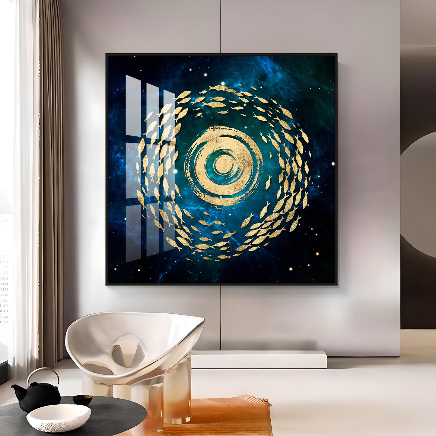 Fish Flow Mosaic Premium Acrylic Square Wall Art