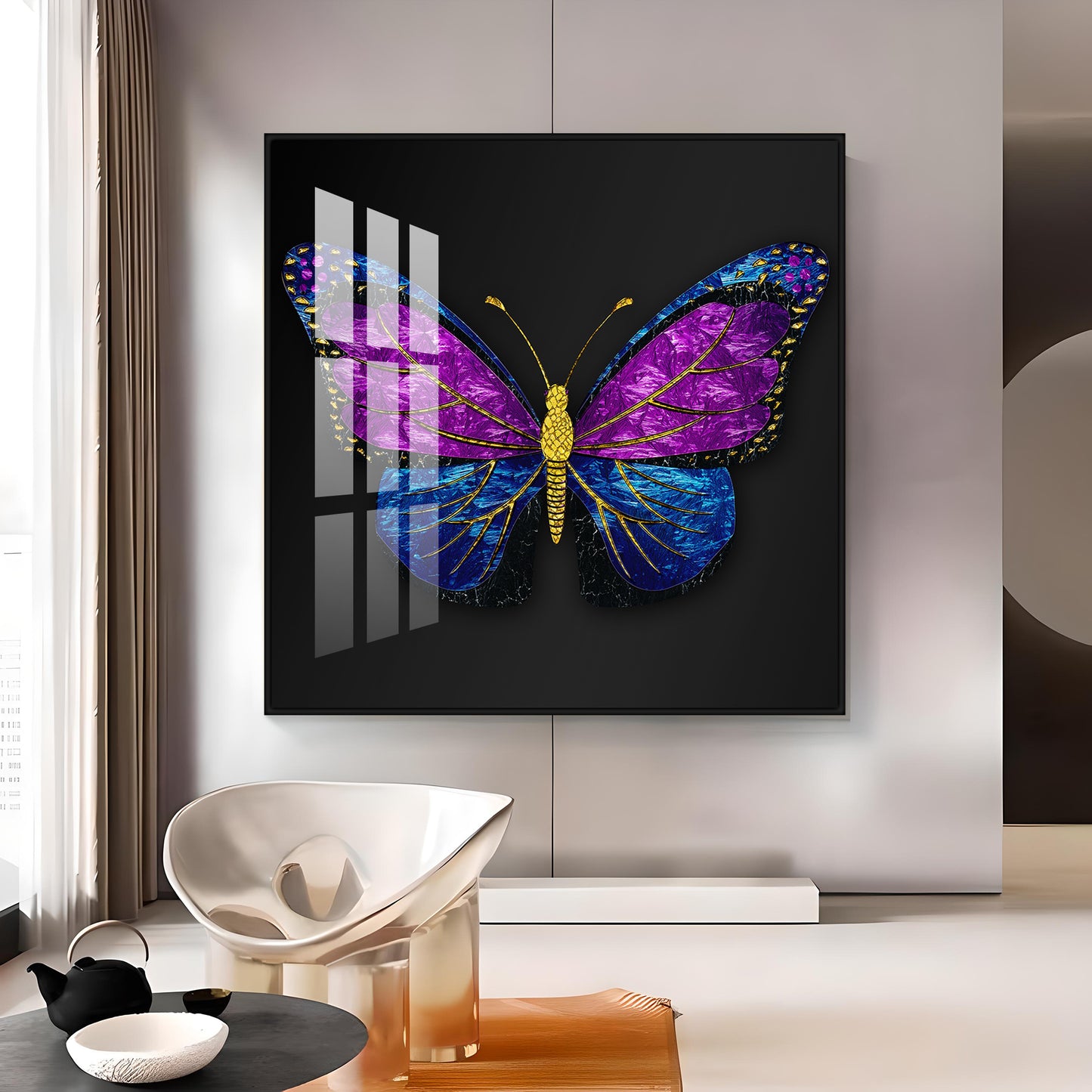 Colorful Butterfly Premium Acrylic Square Wall Art