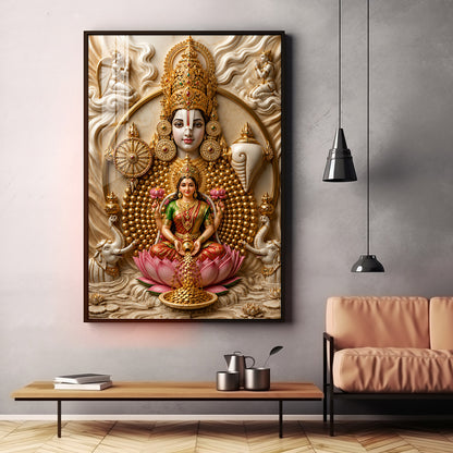 Lord Venkateswara & Goddess Lakshmi Premium Acrylic Vertical Wall Art