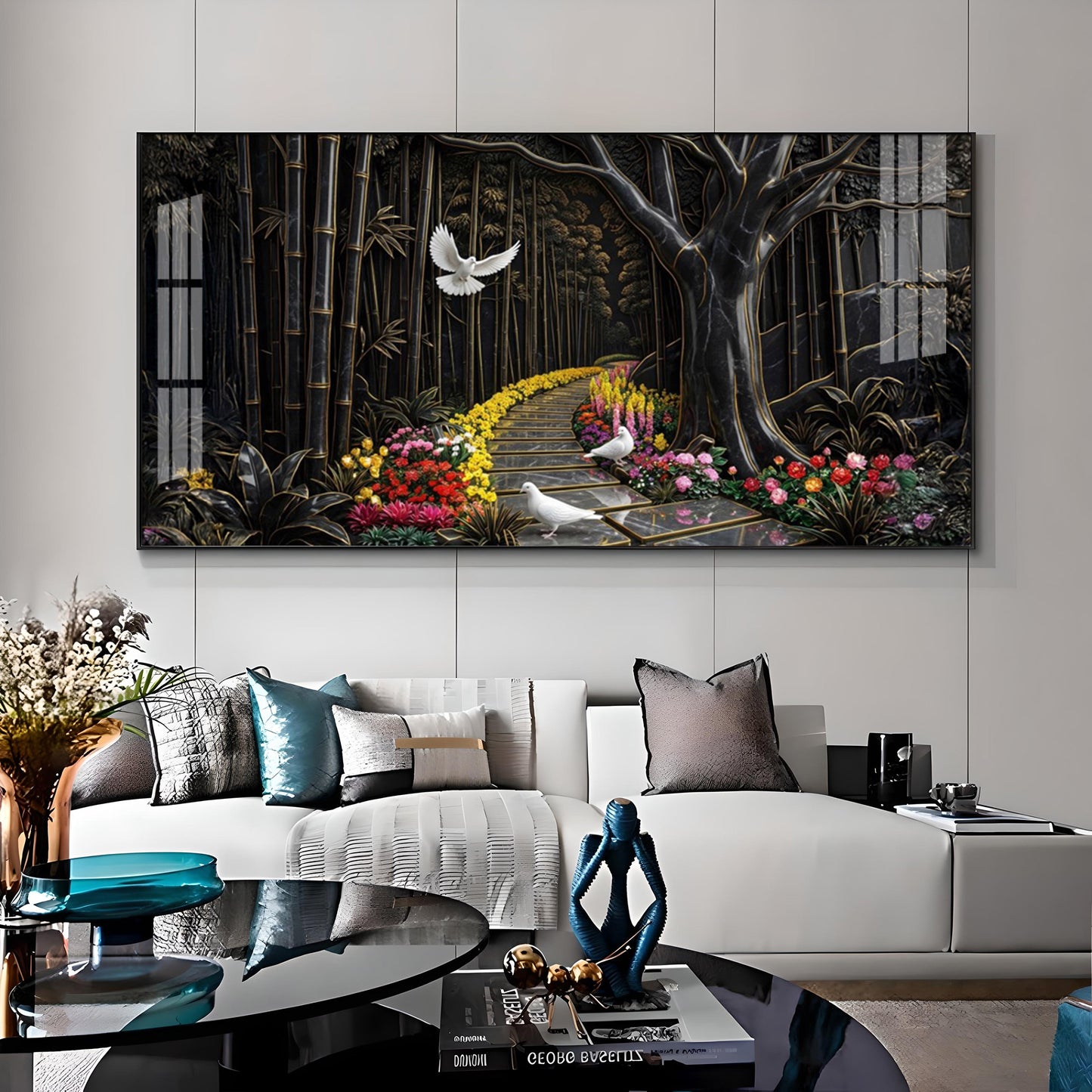 Birds & Blooms Walkway Premium Acrylic Horizontal Wall Art
