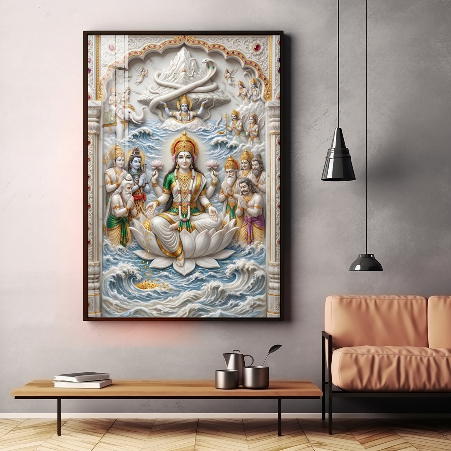 Daughter Of The Ocean Shri Lakshmi Premium Acrylic Vertical Wall Art