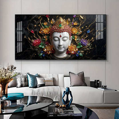 Lotus Serenity Lord Buddha Premium Acrylic Horizontal Wall Art