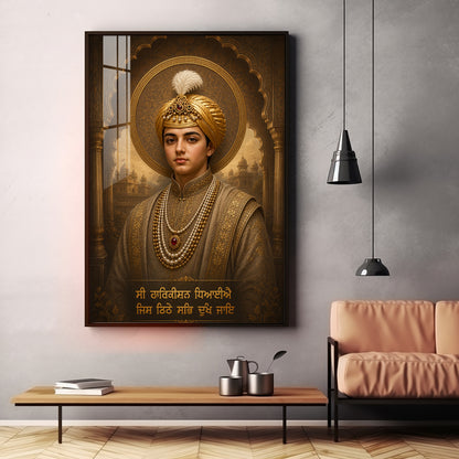 Guru Har Krishan Sahib Ji Divine Portrait Premium Acrylic Vertical Wall Art