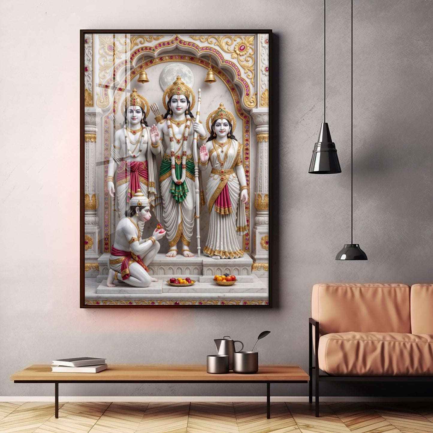 Ram Lakshman Sita Hanuman Ji Premium Acrylic Vertical Wall Art