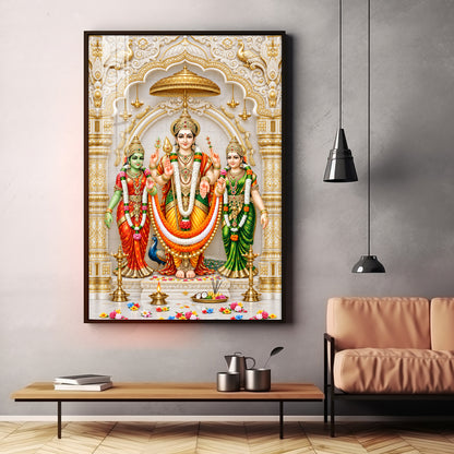 Divine Murugan Valli Deivanai Subramanya Swamy Premium Acrylic Vertical Wall Art
