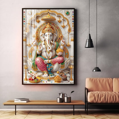 Radiance of Peace Ganesh Ji Premium Acrylic Vertical Wall Art