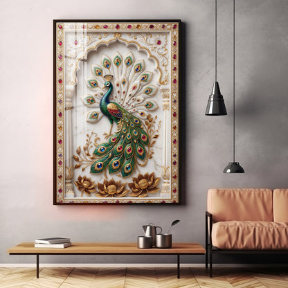 Beautiful Peacock Premium Acrylic Vertical Wall Art