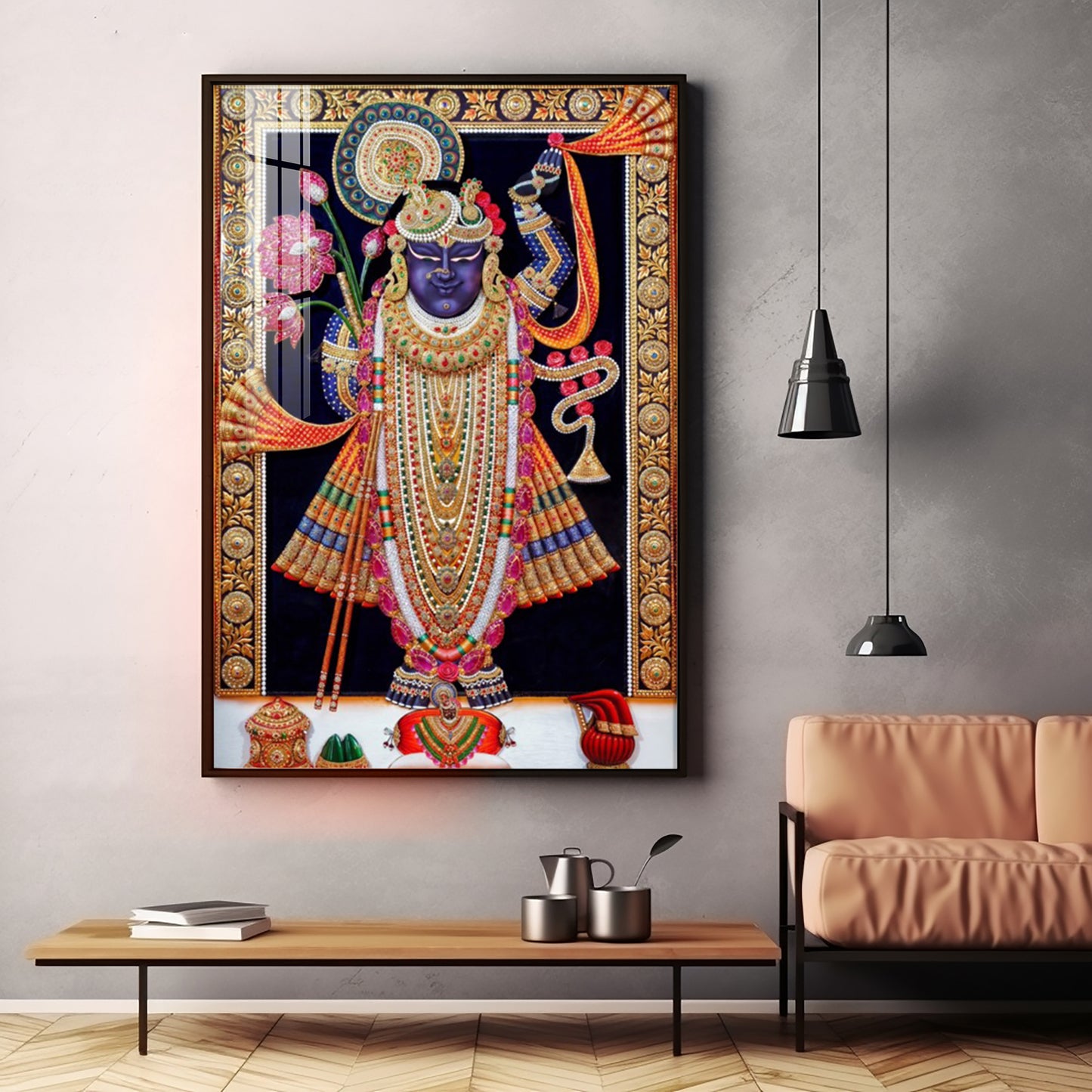 Lord Shrinathji Premium Acrylic Vertical Wall Art