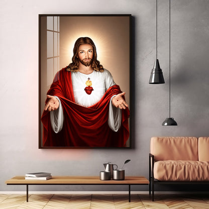 Jesus Christ With The Sacred Heart Premium Acrylic Vertical Wall Art