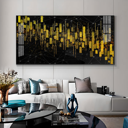 Gold Colored Vertical Lines Premium Acrylic Horizontal Wall Art