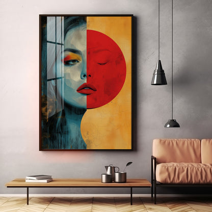 Abstract Serenity Modern Woman Premium Acrylic Vertical Wall Art
