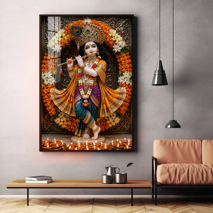 Beautiful Shree Krishna Premium Acrylic Vertical Wall Art