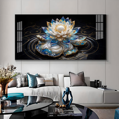 White Lotus Premium Acrylic Horizontal Wall Art