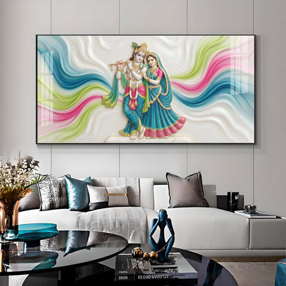 Vibrant Colors Radha Krishna Premium Acrylic Horizontal Wall Art