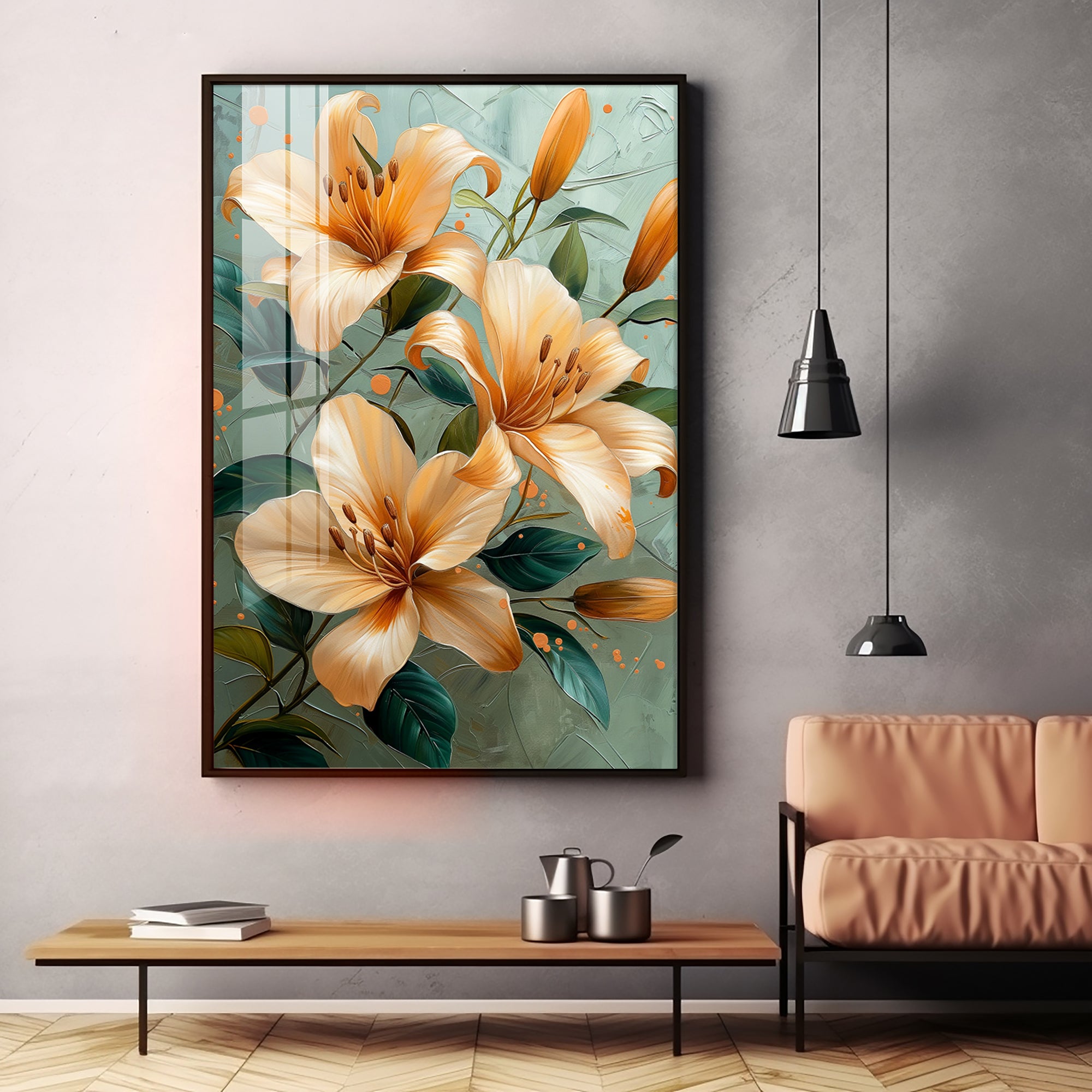 Elegant Orange Lily Flower Premium Acrylic Vertical Wall Art