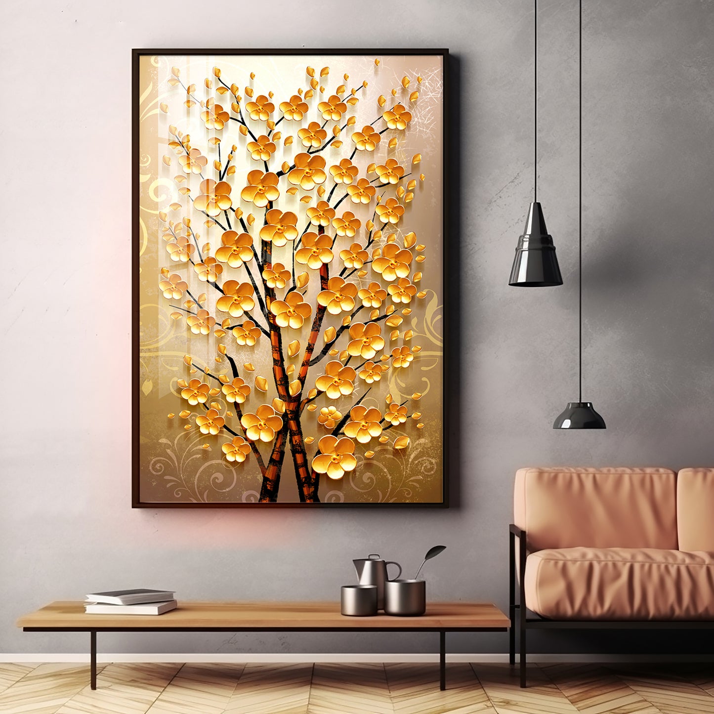 Yellow Flower Plant Premium Acrylic Vertical Wall Art