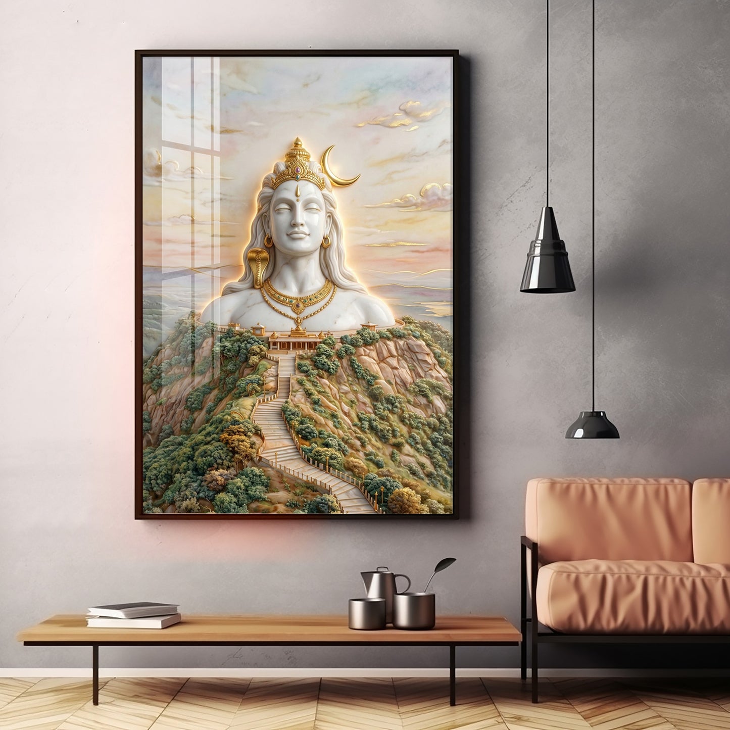 Depiction of Lord Shiva Premium Acrylic Vertical Wall Art