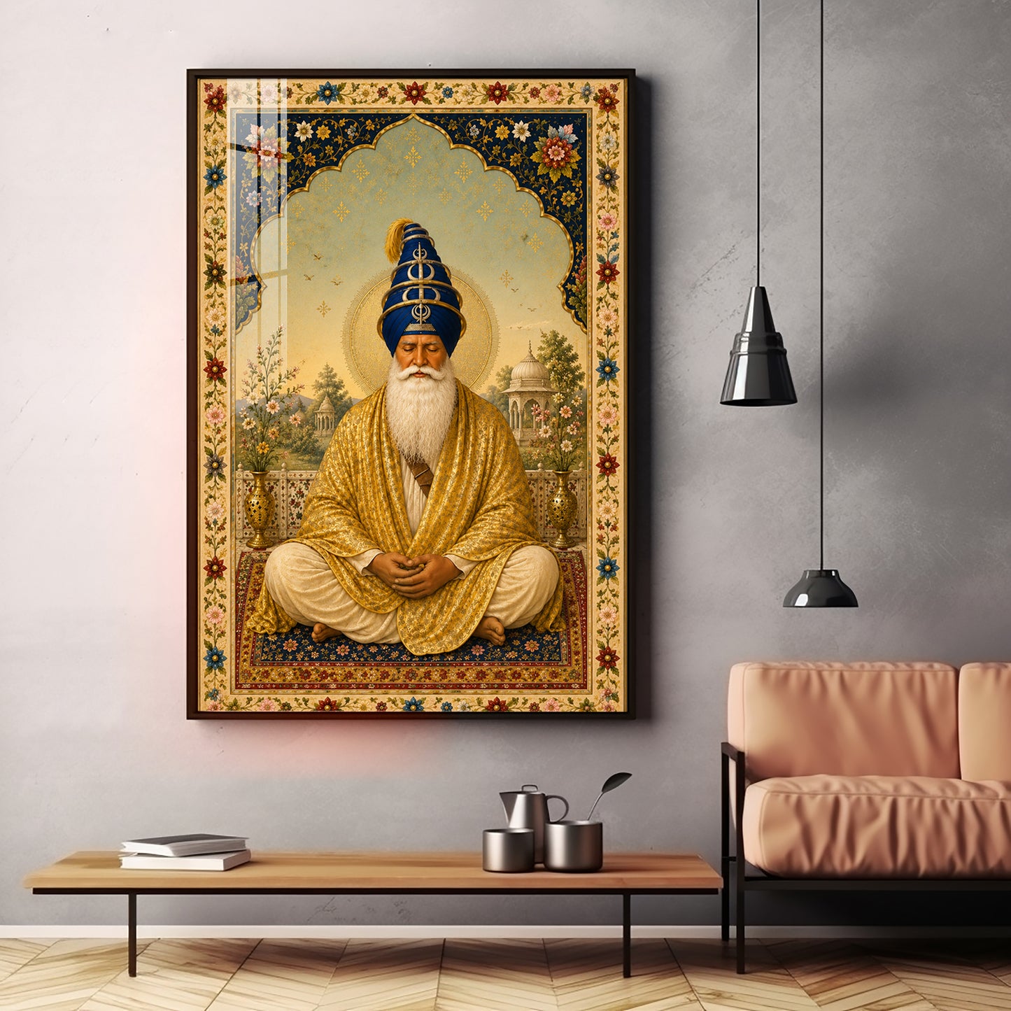 Guru Tegh Bahadur Ji Meditative Grace Premium Acrylic Vertical Wall Art